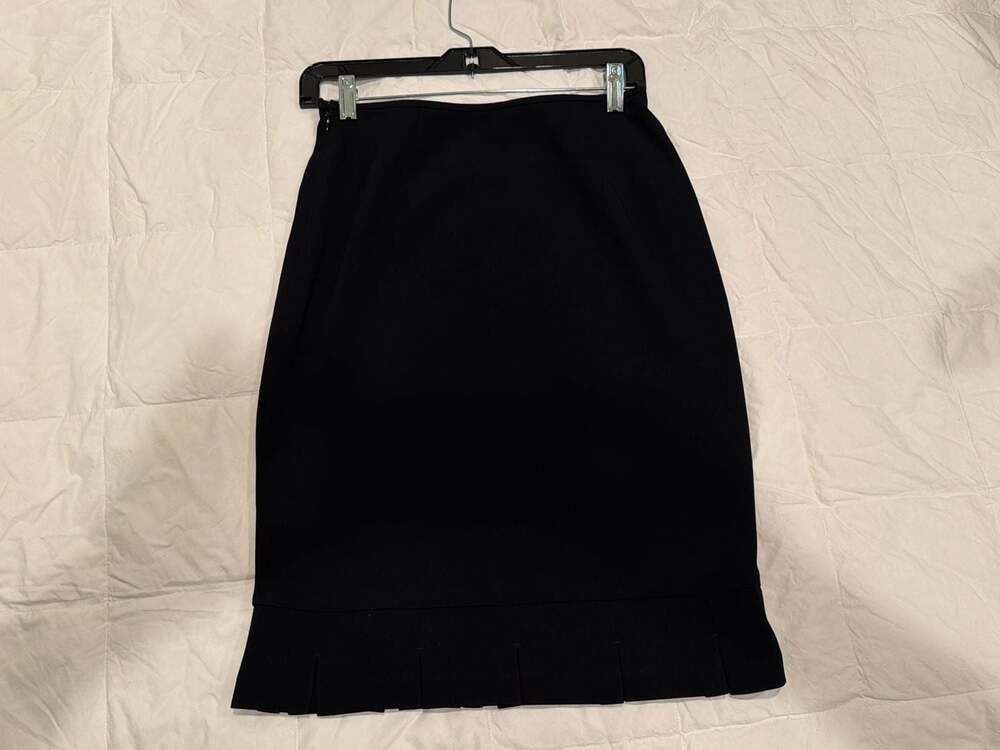 DRAMA Black Lined Pencil Skirt with Pleated Ruffle Hem Size 2